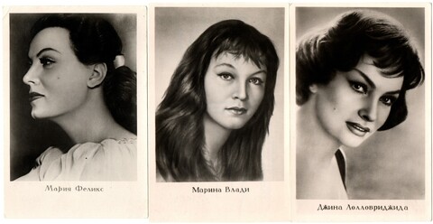 Фотооткрытки Зарубежные актрисы 50-х годов 3 шт. XF
