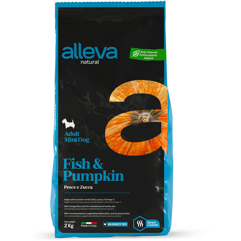 Сухой корм Alleva Natural Adult Fish&Pumpkin Mini, для собак мини пород, с рыбой и тыквой, 2кг