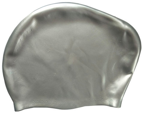 Шапочка для плавания силиконовая Dobest для длинных волос KW10 (серебро),