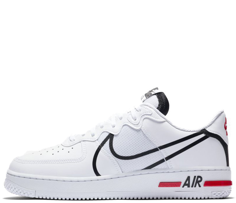 air force 1 react black white red