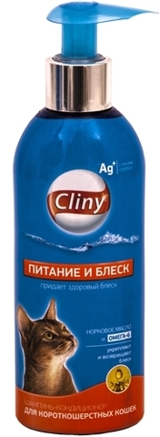 Cliny Питание и блеск Шампунь-кондиционер для короткошерстных кошек