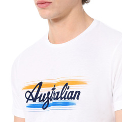 Теннисная футболка Australian Cotton T-Shirt Brush Line Print - bianco