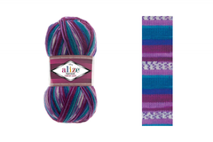ALIZE "SUPERWASH COMFORT", 75% шерсть, 25% п/а, 100 гр, 420 м, Голубой/фиолетовый