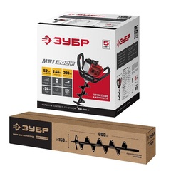 ЗУБР d 60 - 200 мм, 52 см3, 1 оператор, шнек в комплекте, мотобур (бензобур) (МБ1-200 Н)