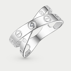 Кольцо белое золото с фианитами