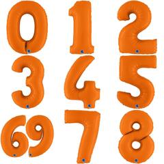 Фольгированные цифры 102 см с гелием (оранжевый - сатин)