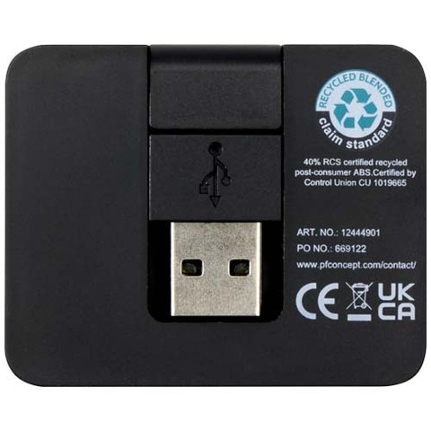 Gaia 4-портовый USB-концентратор с выходом USB-A и Type-C и двойным входом — изготовлен из переработанного пластика