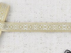 Тесьма жаккард, ш. 2 см, молочный с золотом