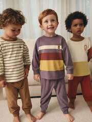 Пижама для мальчика Next B49-052, 3 шт., Бежевый, Сиреневый, Молочный
