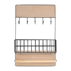Подвесная полка-вешалка с корзиной, 32*12*50 см, черная. QWERTY
