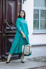 Полюшка. Платье льняное макси асимметричное с вышивкой PL-422569