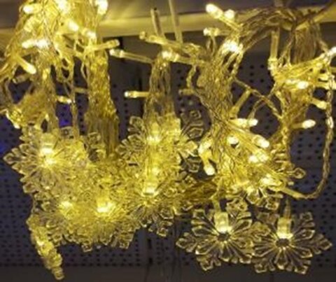 Бахрома СНЕЖИНКА с эф.мерцания с переходником (3м*0,7см) Теплый Белый + Теплый Белый Мерцание