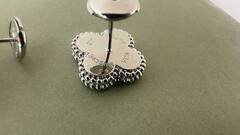 Серьги пусеты клевер синий VCA качество white VGOLD