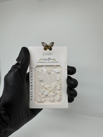 Объемные фигурки для ногтей мишки жемчужные