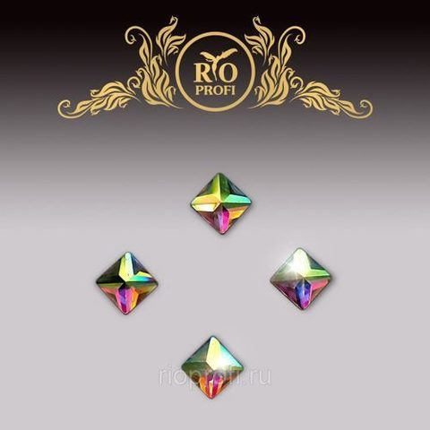 Rio Profi Стразы в банке Квадрат 4шт , стекло 6*6 мм