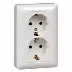 Schneider Electric Хит Белый Розетка 2-местная с зазем.контактами без шторок 16А 250В, IP20 скрытая установка (аналог- RS16-232-B)