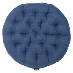 Подушка на стул круглая Tkano Essential льняная синяя
