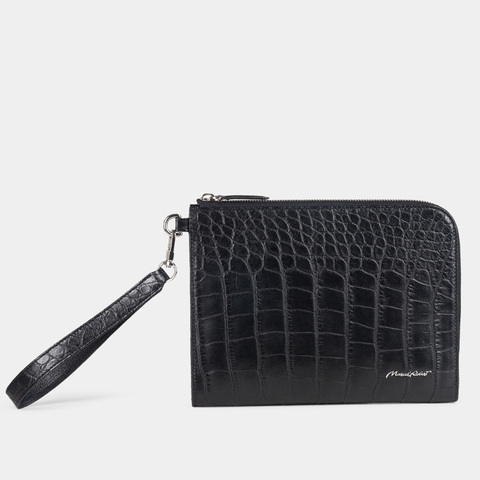 Сумка мужская Hector из кожи аллигатора, черного цвета