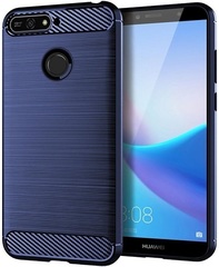 Чехол для Huawei Y6 Prime 2018 (Enjoy 8E, Honor Play 7A Pro) цвет Blue (синий), серия Carbon от Caseport