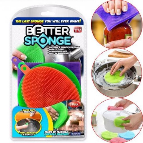 СИЛИКОНОВЫЕ ГУБКИ ДЛЯ МЫТЬЯ ПОСУДЫ BETTER SPONGE