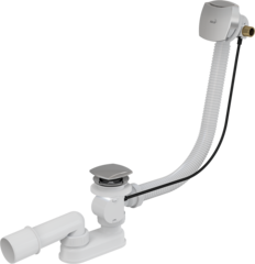 Сифон для ванны с напуском воды через перелив,  пластик хромированный(длина 80 см), арт. A564CRM3-80 AlcaPlast фото