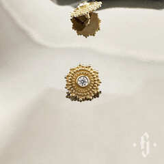 Накрутка "Sol" - Желтое золото - White CZ