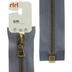 Молния металлическая разъёмная, слайдер FLASH (1 замок) (Riri, Ткань/металл, Серая стальная тесьма 29010/состаренная медь, 70)