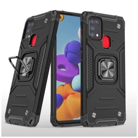 Противоударный чехол Strong Armour Case с кольцом для Samsung Galaxy M31 (Черный)