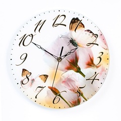 Часы настенные из стекла СО1-7 "Цветы,бабочки"