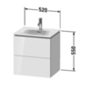 Duravit L-Cube Тумба подвесная под раковину # 234453, 2 ящика, 550x520x421мм, цвет White High Gloss LC630402222