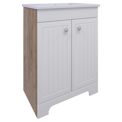 AVK2. Тумба напольная, 2 Двери, 600, коллекция Катрин c умывальником Como 60, Дуб Крафт Золотой, Молочный глянец