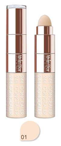 Alvin D`or CF-2 Консилер жидкий+спонж тон 01, 24H Full cover concealer  6мл