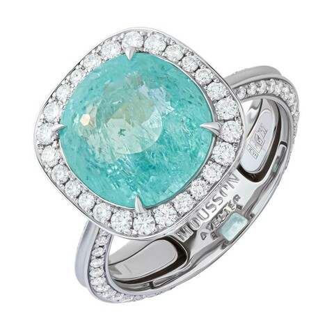 Кольцо с турмалином Параиба и бриллиантами, R0070-33/1