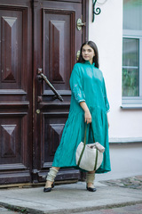 Полюшка. Платье льняное макси асимметричное с вышивкой PL-422569