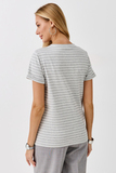 Футболка для беременных и кормящих 18072 серый меланж-белая полоса