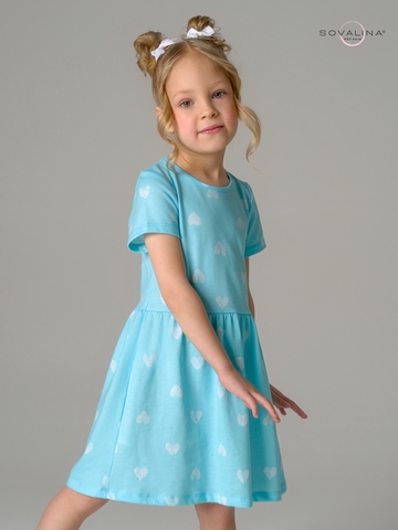 Платье Лето вязаное сердце голубой