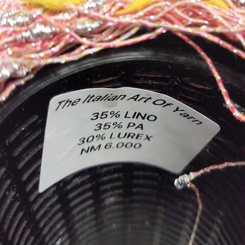 Лен (35%) с люрексом и шишибриками NODINO DI LINO 600 коралловый с серебром