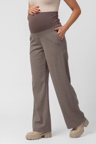 Брюки для беременных 17052 коричневая ёлочка