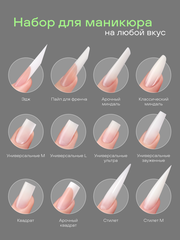 Набор верхних форм для наращивания №1, прозрачные (12 видов 12 размеров 288 шт)