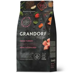 Сухой корм GRANDORF FRESH CAT Turkey STERILISED беззерновой, индейка с бататом для стерилизованных кошек, диетическая формула при аллергии 2кг