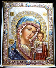 Серебряная икона Божья Матерь Казанская