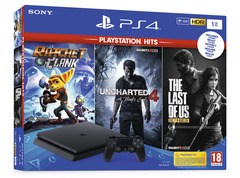 Игровая приставка Sony PlayStation 4 Slim, 1Tb, Jet Black + 3 игры