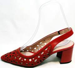 Летние женские туфли с острым носком на толстом каблуке G.U.E.R.O G067-TN Red.