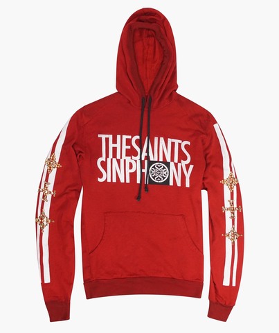 The Saints Sinphony | Худи мужское TEXT HOODIE RED AND GOLD TS3338 перед