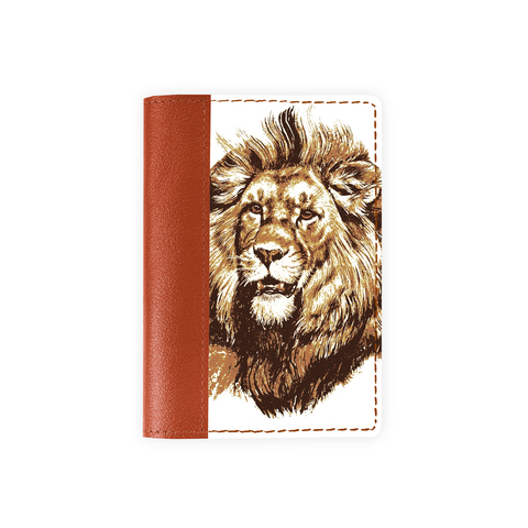 Обложка на паспорт комбинированная "Рыжий лев", рыжая
