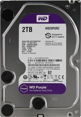 Внутренний HDD 3.5" Western Digital Purple PURZ, 2Тб, SATA3, Bulk, Чтение:150мб/с, Запись:150мб/с, 5400об/мин, Буфер:64Мб (WD20PURZ)