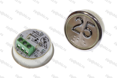 Кнопка (кнопочный модуль) EA2406S-D-W "25 этаж", круглая, белая динамическая подсветка, Брайль