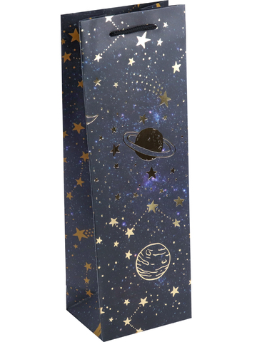Пакет подарочный с мат. лам. и тис. фольгой Звёздное небо и планеты, 210г