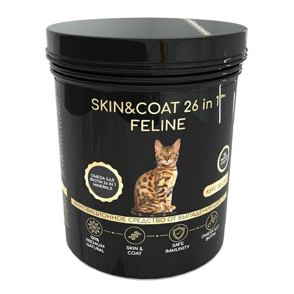 Кормовая добавка Skin&Coat 26 in 1 Feline для здоровой шерсти кошек 30г  купить с доставкой в интернет-магазине зоогастроном.ру