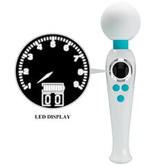 Белый wand-вибратор с дисплеем Skyler - 22,4 см. - 